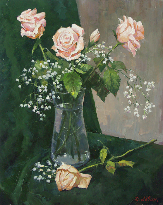  художник  Левин Дмитрий, картина Розовые розы