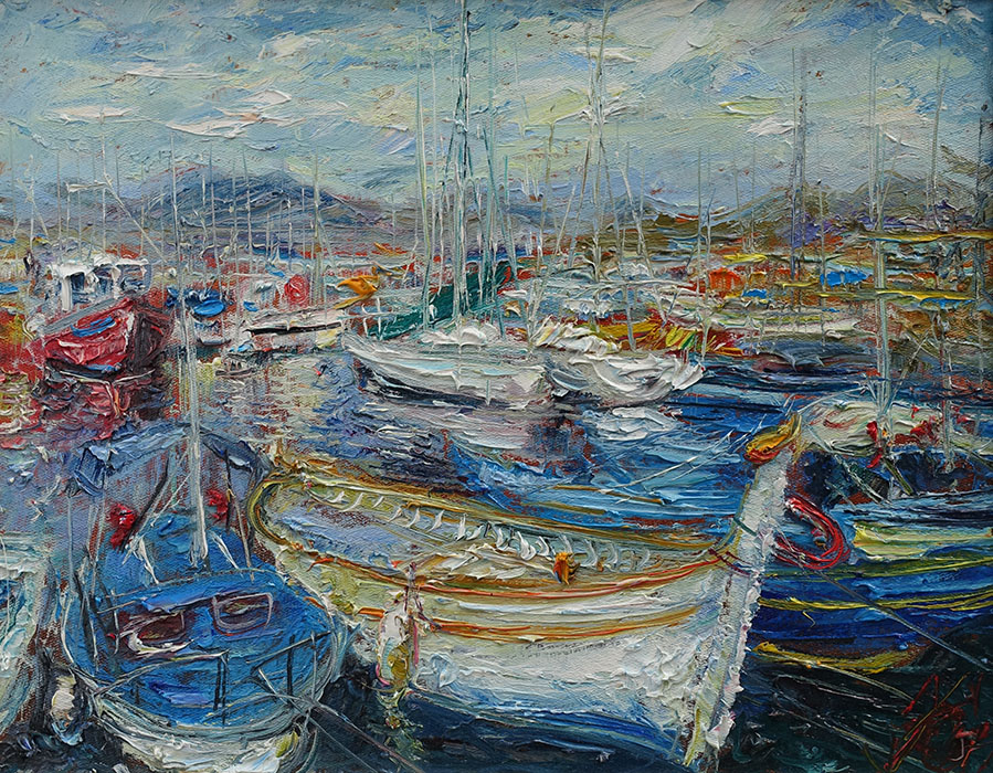 художник  Еникеев Юнис, картина Белая  лодка