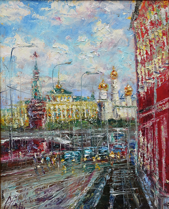  художник  Еникеев Юнис, картина Кремлевская набережная