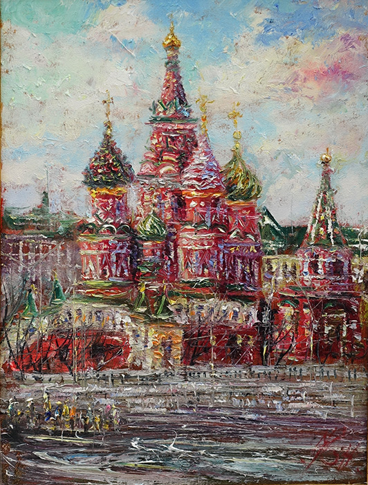  художник  Еникеев Юнис, картина Собор Василия Блаженного