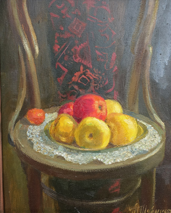  художник  Шубников Павел, картина Яблоки на стуле