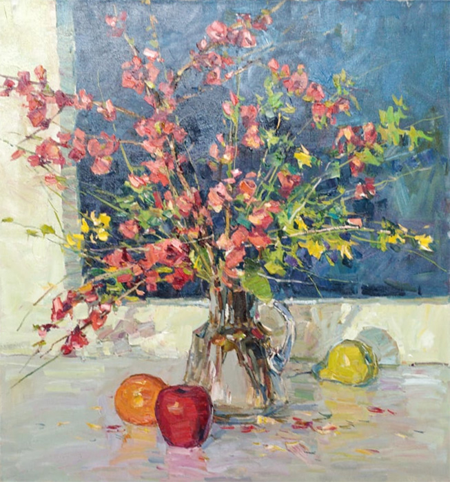  художник  Поздеев  Сергей, картина Натюрморт с тремя фруктами