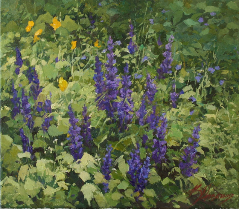  художник  Довбенко Виктор , картина Цветы в траве