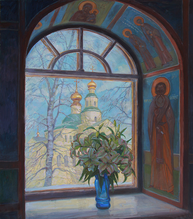  художник  Шумакова Елена, картина Из окна  Храма