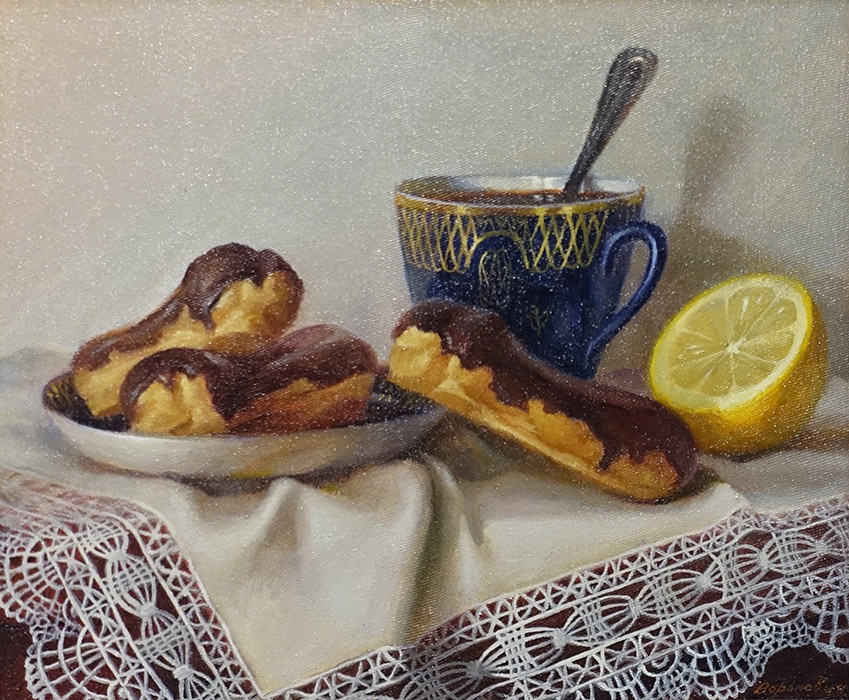  художник  Воронович Андрей, картина Чай с эклерами
