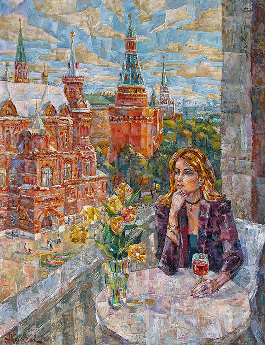 художник  Колоколов Антон, картина Свидание с Москвой