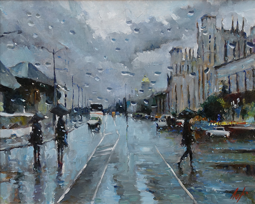  художник  Лихоманов Юрий, картина Питер. Дождь