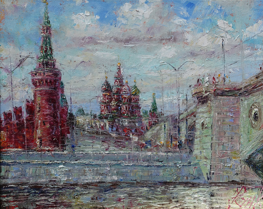  художник  Еникеев Юнис, картина Замоскворецкий мост