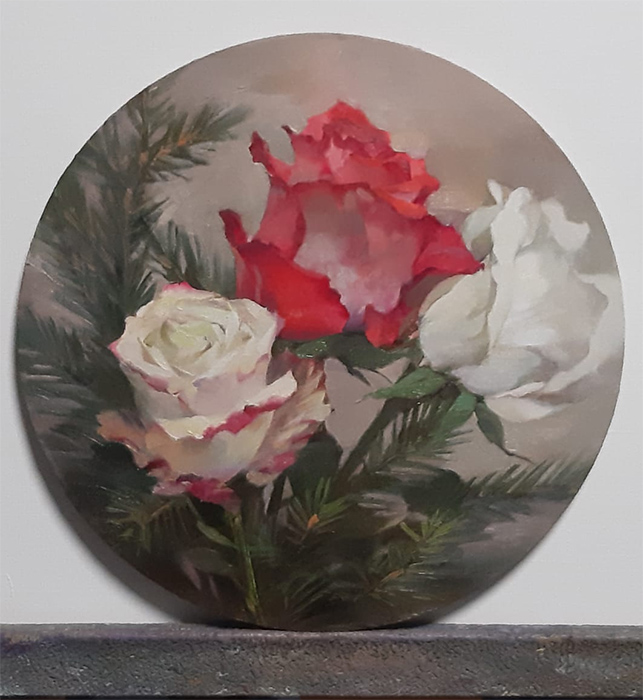  художник  Бирюкова Майя , картина Букет роз с елью