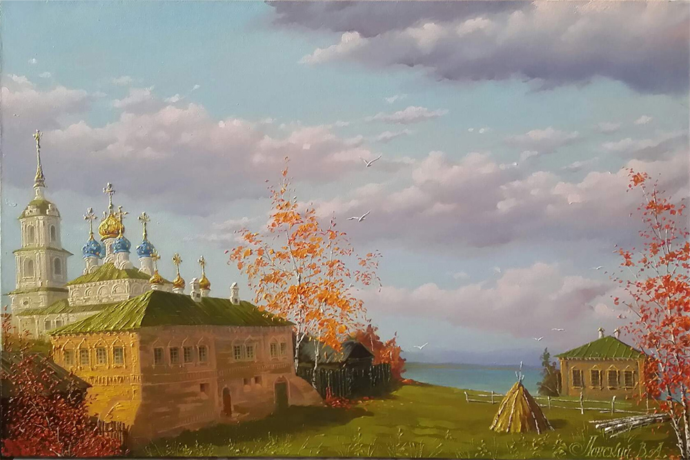  художник  Ленский Валерий, картина Чебоксары.  Первая половина 18 века