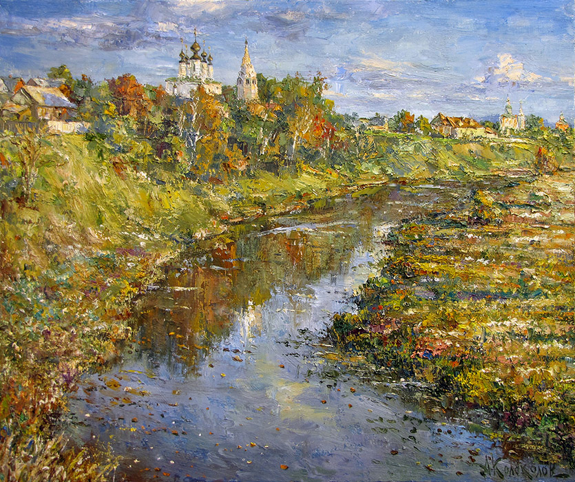  художник  Колоколов Антон, картина Осенний вечер в Суздале
