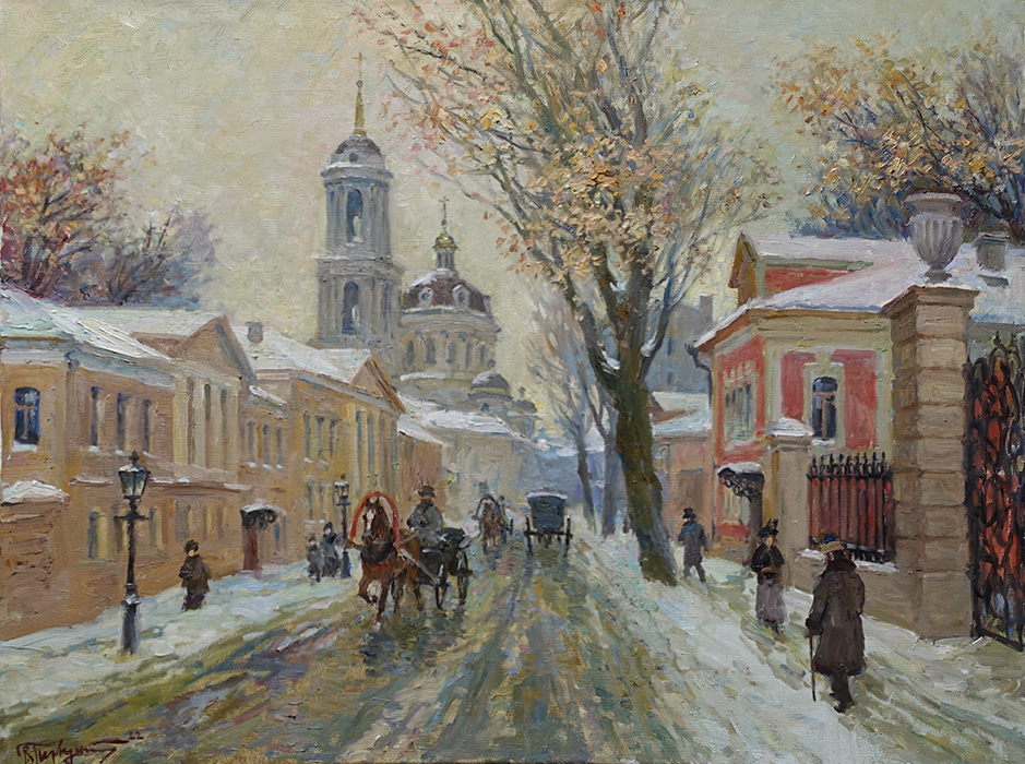  художник  Первунинский Владимир , картина Первый снег (Старая Москва)