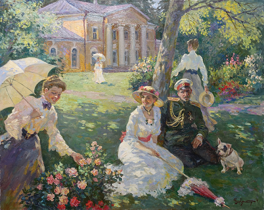  художник  Первунинский Владимир , картина В саду