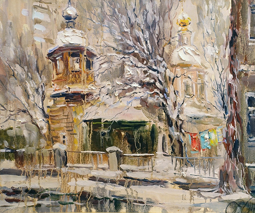  художник  Чарина Анна, картина Зима в 1-м монетчиковском переулке