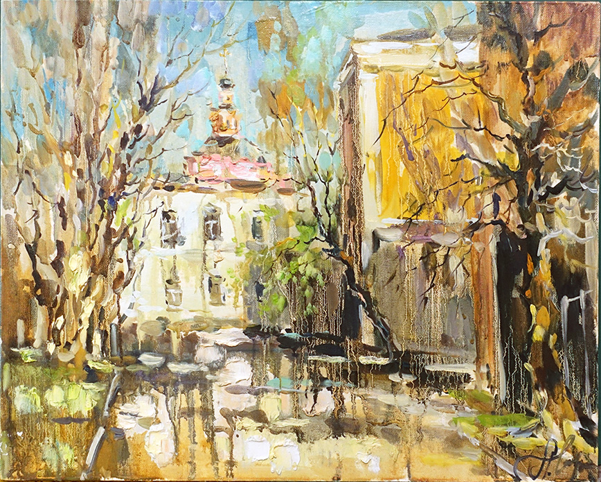  художник  Чарина Анна, картина Дворик в Хохловском переулке
