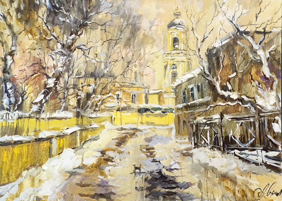  художник  Чарина Анна, картина Зимний Кадашевский переулок