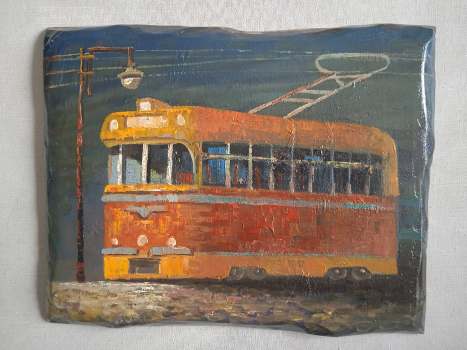  художник  Литвяков Сергей, картина Красный трамвай