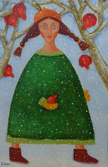  художник  Келехсаева Тея, картина Первый снег