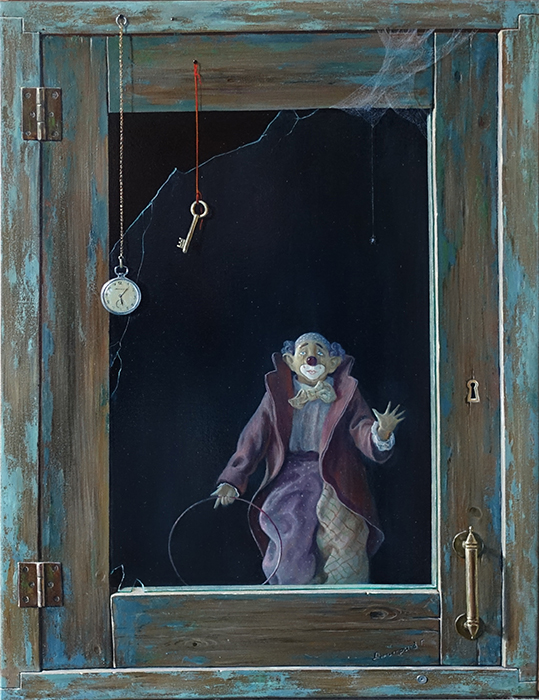  художник  Дмитриев Георгий, картина Забытый клоун (обманка)