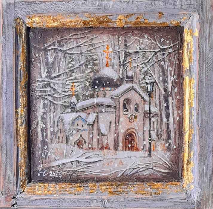  художник  Ленков Дмитрий, картина Церквушка из северного региона