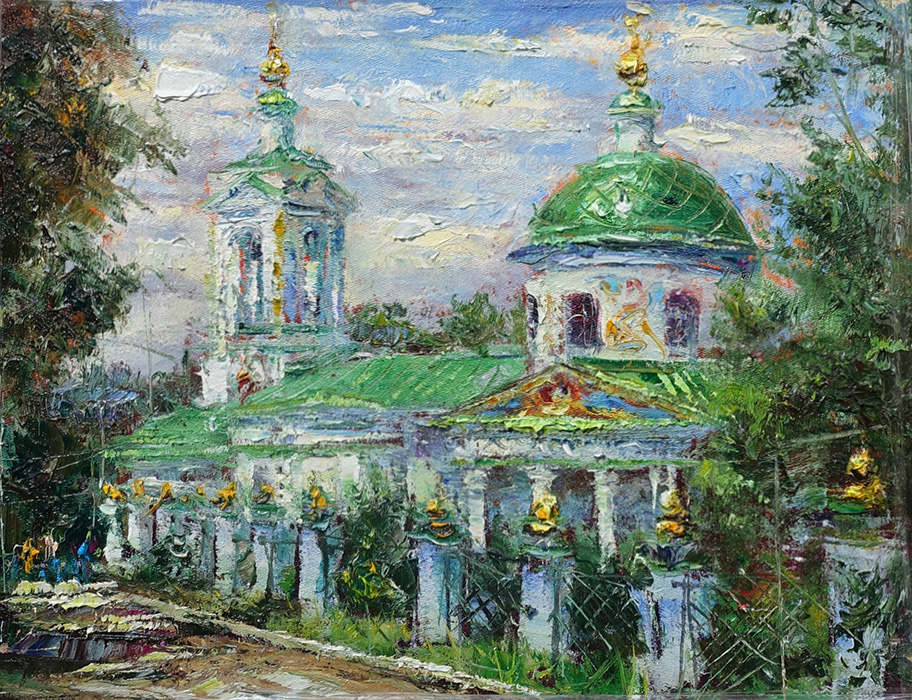  художник  Еникеев Юнис, картина Троицкая на Воробьевых горах. Весна