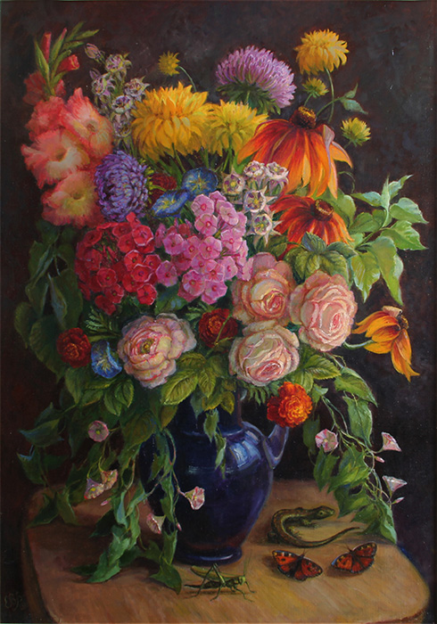  художник  Шумакова Елена, картина Садовый букет с розами