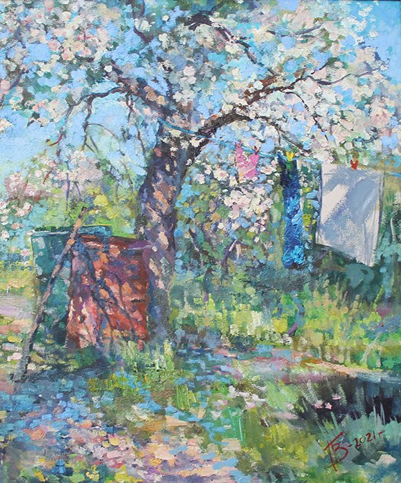  художник  Веселкин Павел, картина Цветущая яблонька