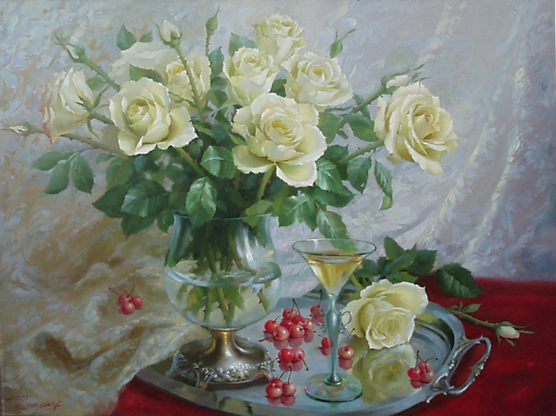  художник  Николаев Юрий, картина Розы