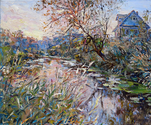  художник  Колоколов Антон, картина Дом у реки