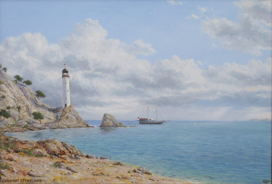  художник  Лысак Геннадий, картина Морской пейзаж с маяком