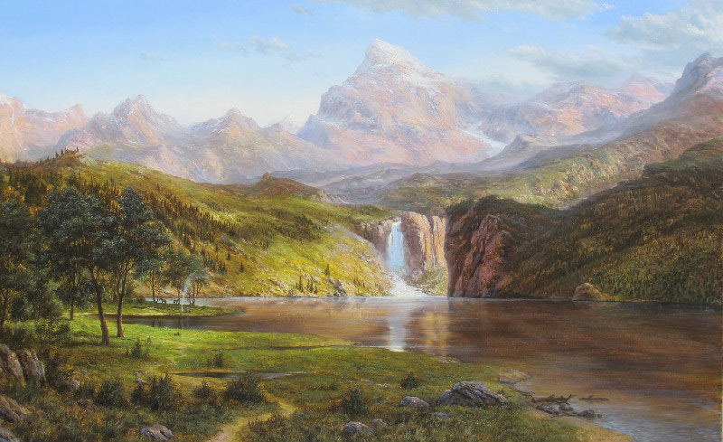  художник  Лысак Геннадий, картина Водопад в горах
