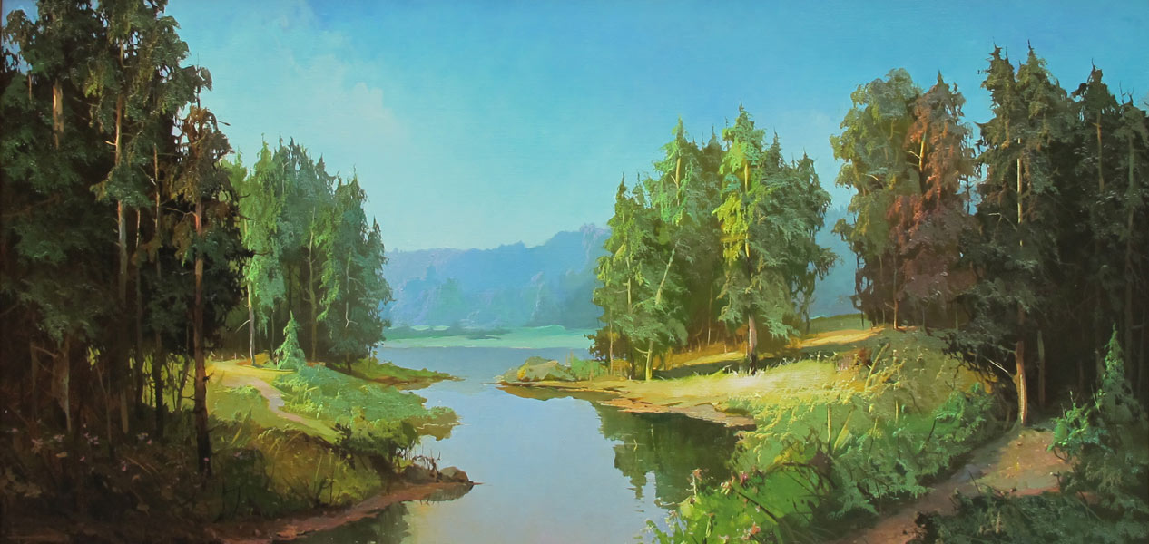  художник  Быков Виктор, картина Лесная речка 