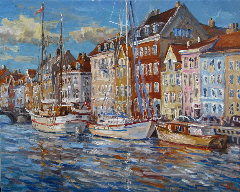  художник  Колоколов Антон, картина Копенгаген после дождя