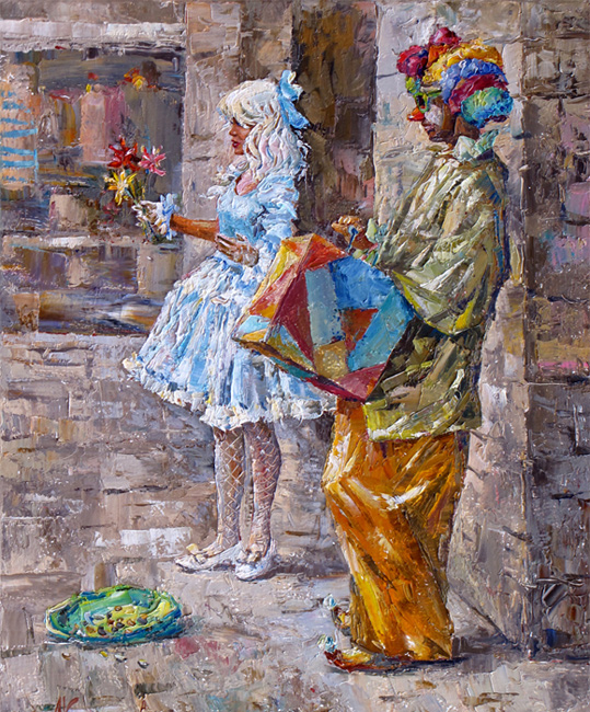  художник  Колоколов Антон, картина Уличное представление