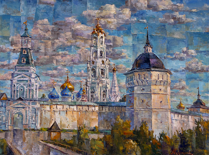  художник  Колоколов Антон, картина Троице-Сергиева Лавра, северная монастырская стена