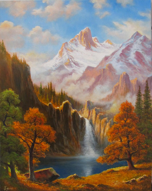  художник  Стрелков Александр, картина Водопад в горах